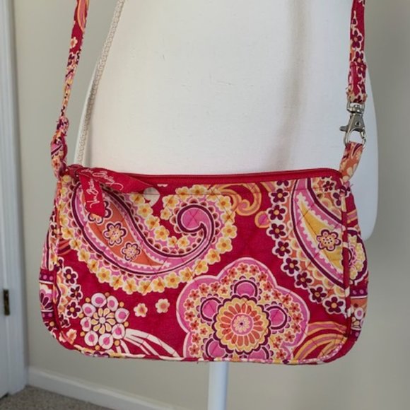 Vera Bradley Red Floral/Paisley Small Crossbody Purse - Picture 1 of 5